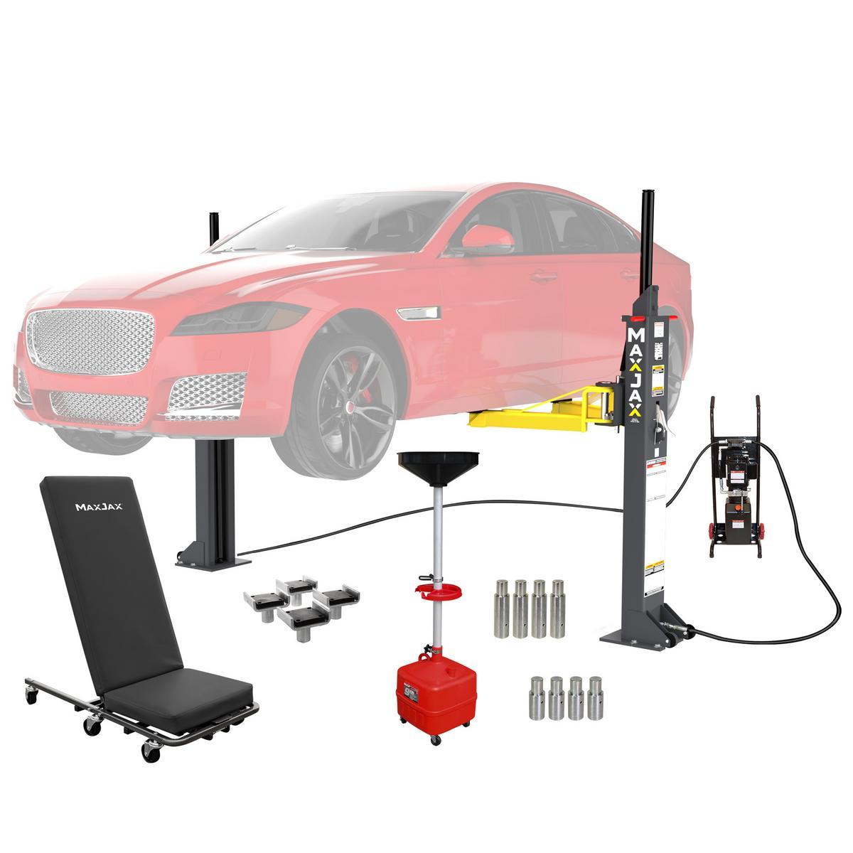 M7K 110V Portable Two-Post Garage Lift Ultimate Package MaxJax M7K