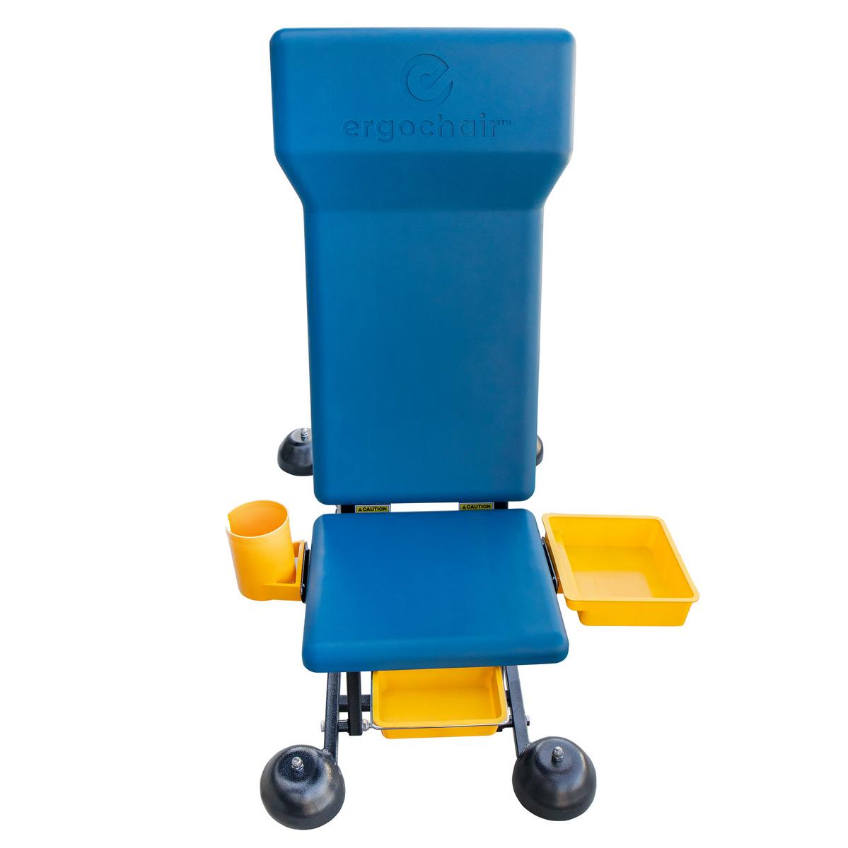 Ergochair ERGO-RS shop seat in flat position, featuring durable padded cushions and adjustable backrest with support for working under vehicles.