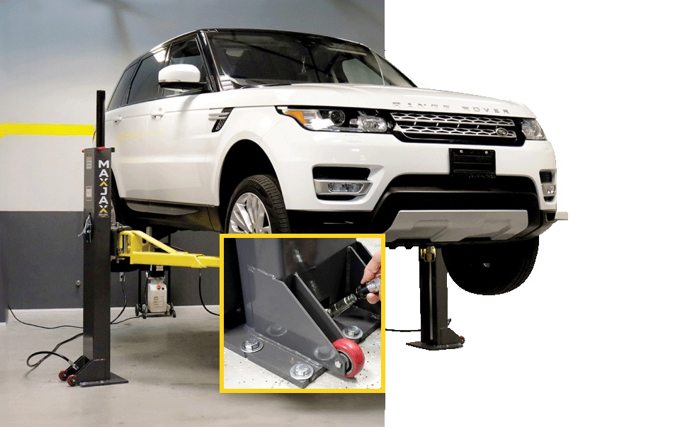 MaxJax's five anchor bolts per column secure up to 16,500 lbs. each, providing maximum stability and safety during use.
