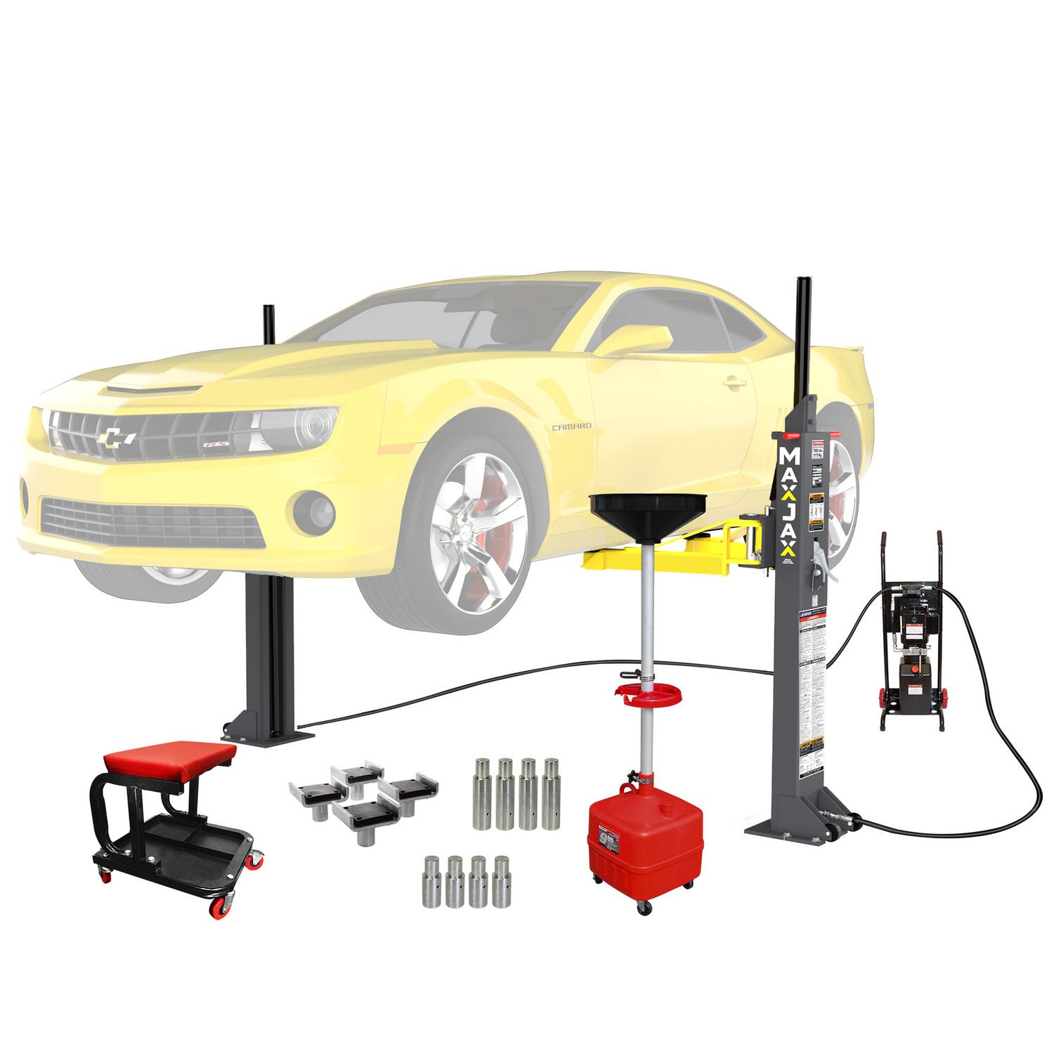 M7K-110V Supreme Package professional-grade equipment, ideal for shop and industrial use. - MaxJax, M7K, portable 2-post car lift, residential, garage, car lift accessories, vehicle lift
