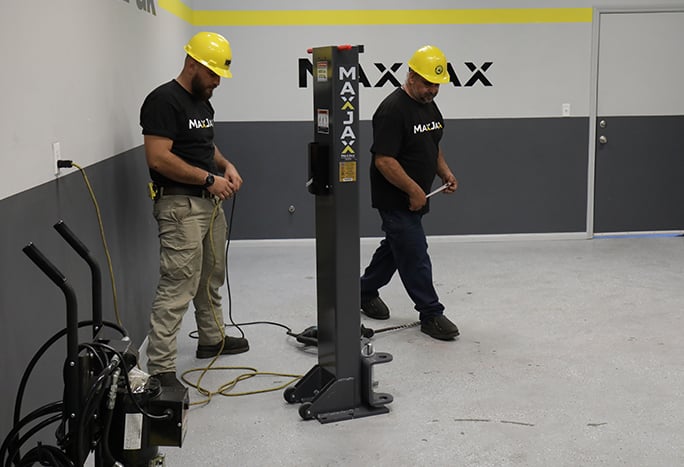 Ensure the MaxJax is installed on a solid, level concrete floor with no cracks, defects, or more than 3 degrees of slope for safe operation.