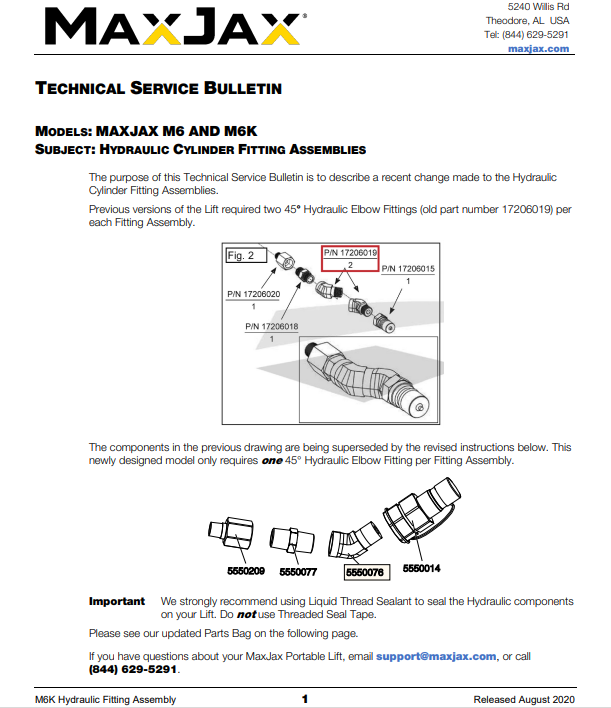 TSB 68 - Cylinder Fitting Assembly